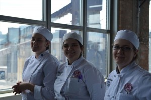 Bosses of the BOH: Ashley Murray of Sun Street Breads (left) and Marina Medan of Kendall College (center), with a student volunteer